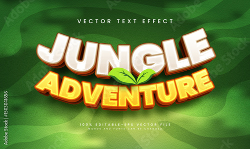 Jungle adventure, editable vector text effect. Suitable for tropical or natural wild theme.