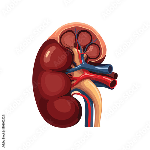 Human kidneys isolated on white background cartoon style flat design vector illustration