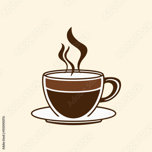 Minimalist scene with hot coffee cup and rising steam on wooden table at sunrise