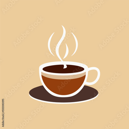 Cup of freshly brewed coffee with steam rising in early morning light