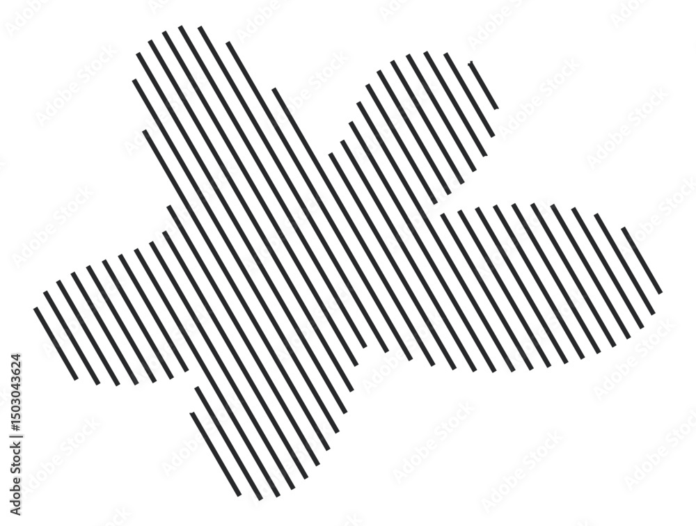 Abstract shape with a diagonal stripe pattern Abstract shape with a diagonal stripe pattern