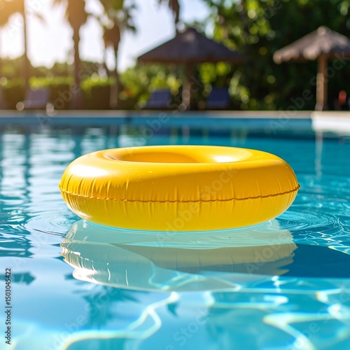 a swimming pool with clear, sparkling water under the sunligh