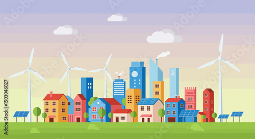 Colorful cityscape illustration