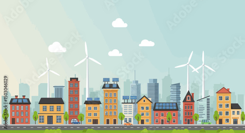 Cityscape skyline blurred pastel colors