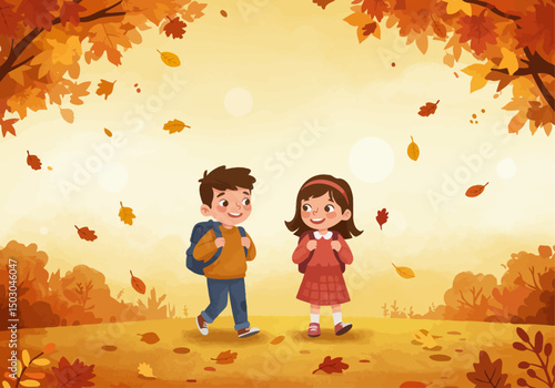Couple figures autumn season