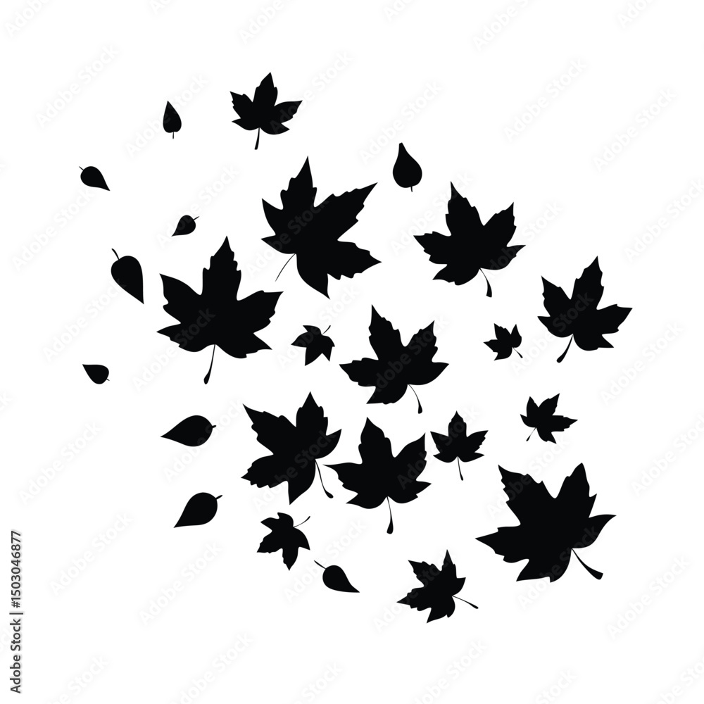 Falling Leaves Vector Silhouette Falling Leaves Vector Silhouette