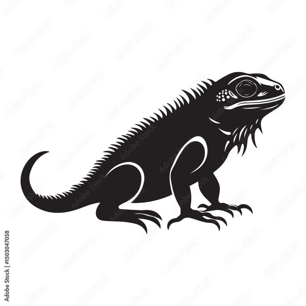Fototapeta premium Lizard silhouette clipart on a white background