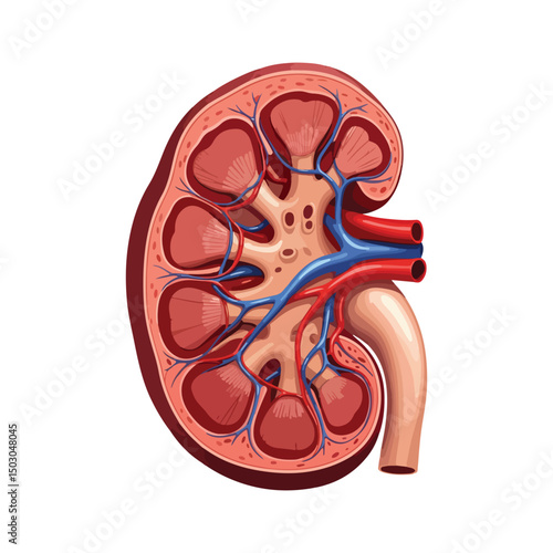 Human kidneys isolated on white background cartoon style flat design vector illustration