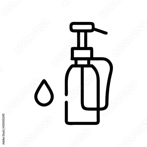 Soap dispenser icon, simple line art, monochrome, for hygiene and cleanliness