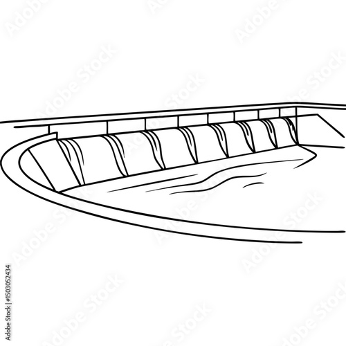 Dam illustration, black and white, for engineering design