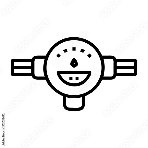 Water meter icon, line art style, black and white, for web design