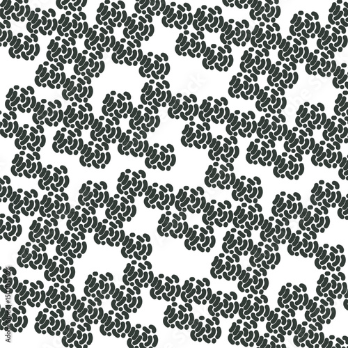 Small spots, dots and lines are repeated in separate groups and form a dense mass, similar to a cluster of microbes or a multiplied virus.
