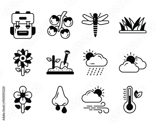 Black  white nature activity icons