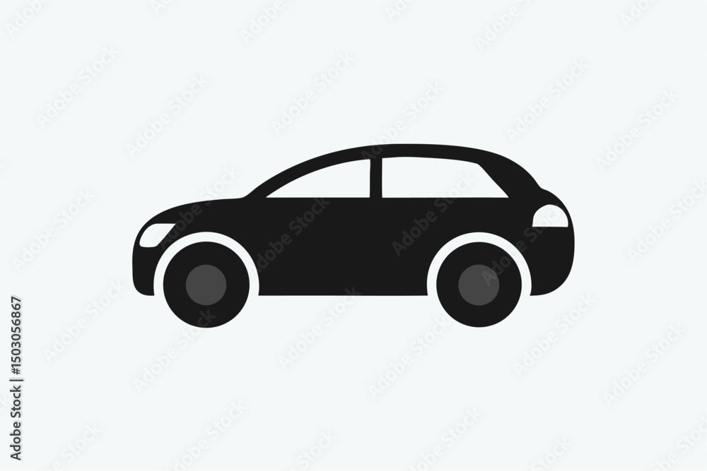 Black SUV Icon: Side View Car Illustration Black SUV Icon: Side View Car Illustration