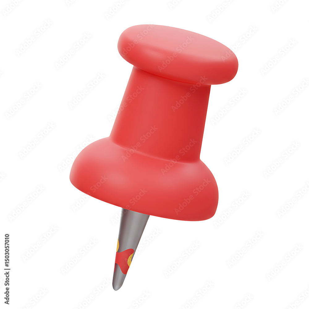 3d rendered red pushpin isolated on white background representing a simple note or reminder 3d rendered red pushpin isolated on white background representing a simple note or reminder