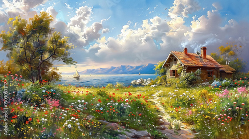 Oil painting on canvas summ...
