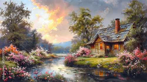 Oil painting on canvas summ...