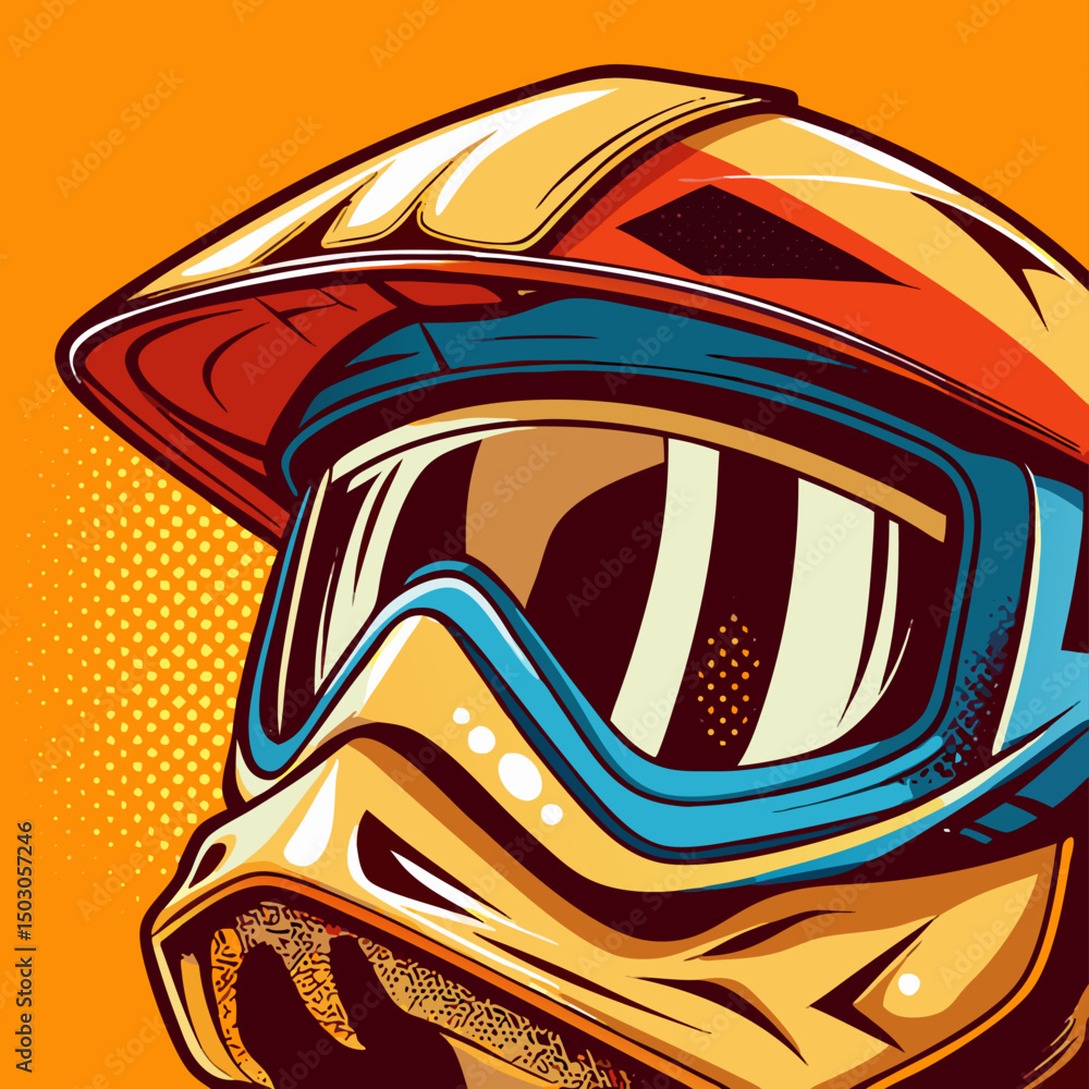 Obraz premium Close-up Illustration of a Motocross Helmet