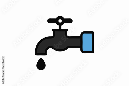 Dripping Faucet Icon: Water Leak Illustration