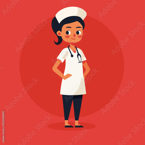 nurse profession design elements cute cartoon character