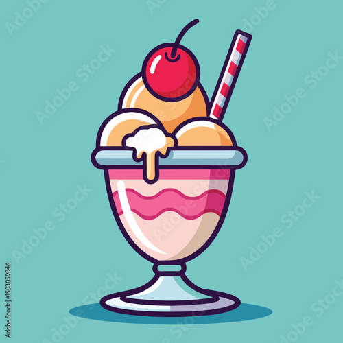 Pink and White Sweet Ice Cream Art