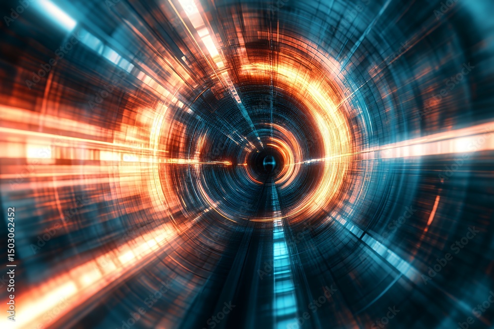 Obraz premium Abstract Digital Tunnel Of Light And Energy