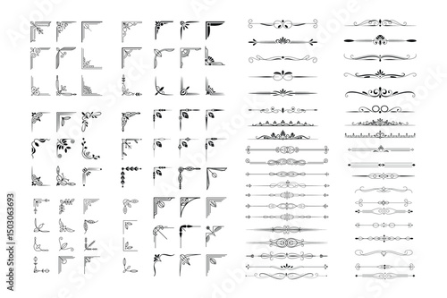 Vintage Floral Corner Ornaments Vector Set Decorative Border Elements Collection