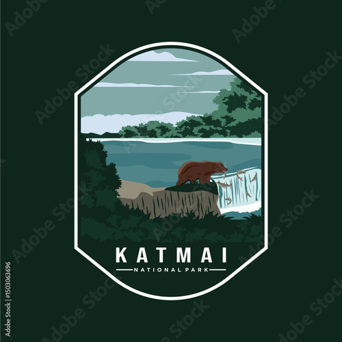 Katmai National Park Logo Vector Illustration Design