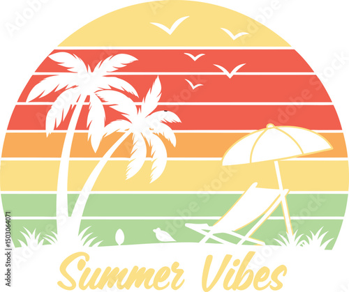 summer vibes Typography Tshirt Design Print Ready Eps Cut file Download