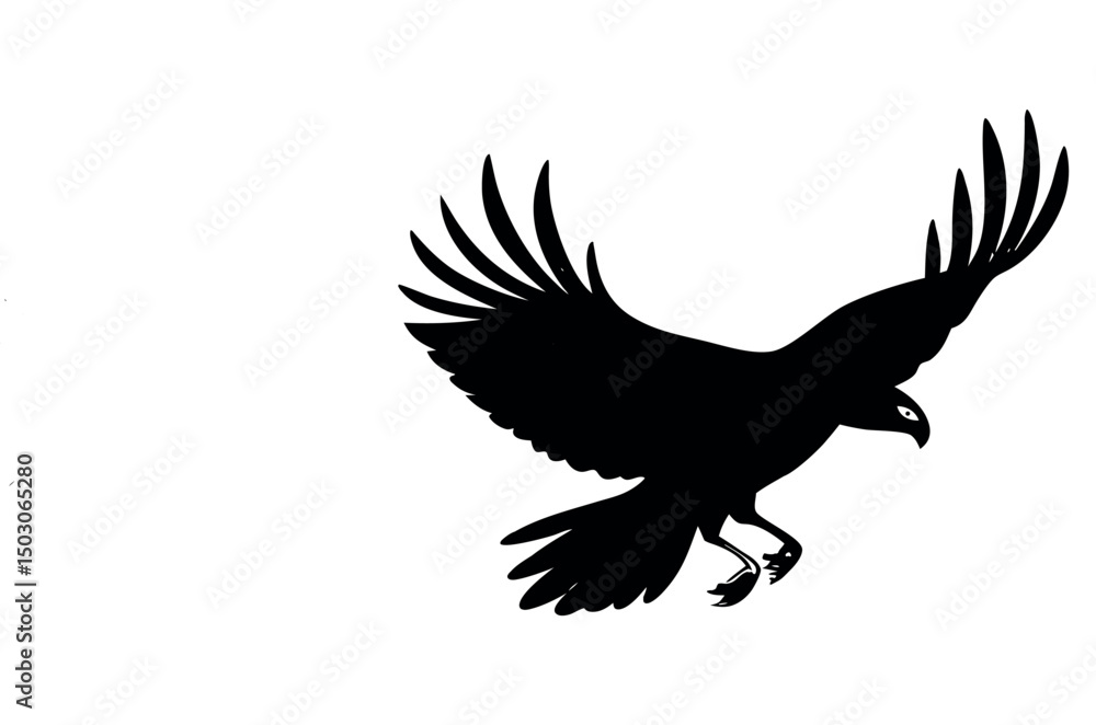 Obraz premium Flying Eagle Silhouette Vector Illustration.