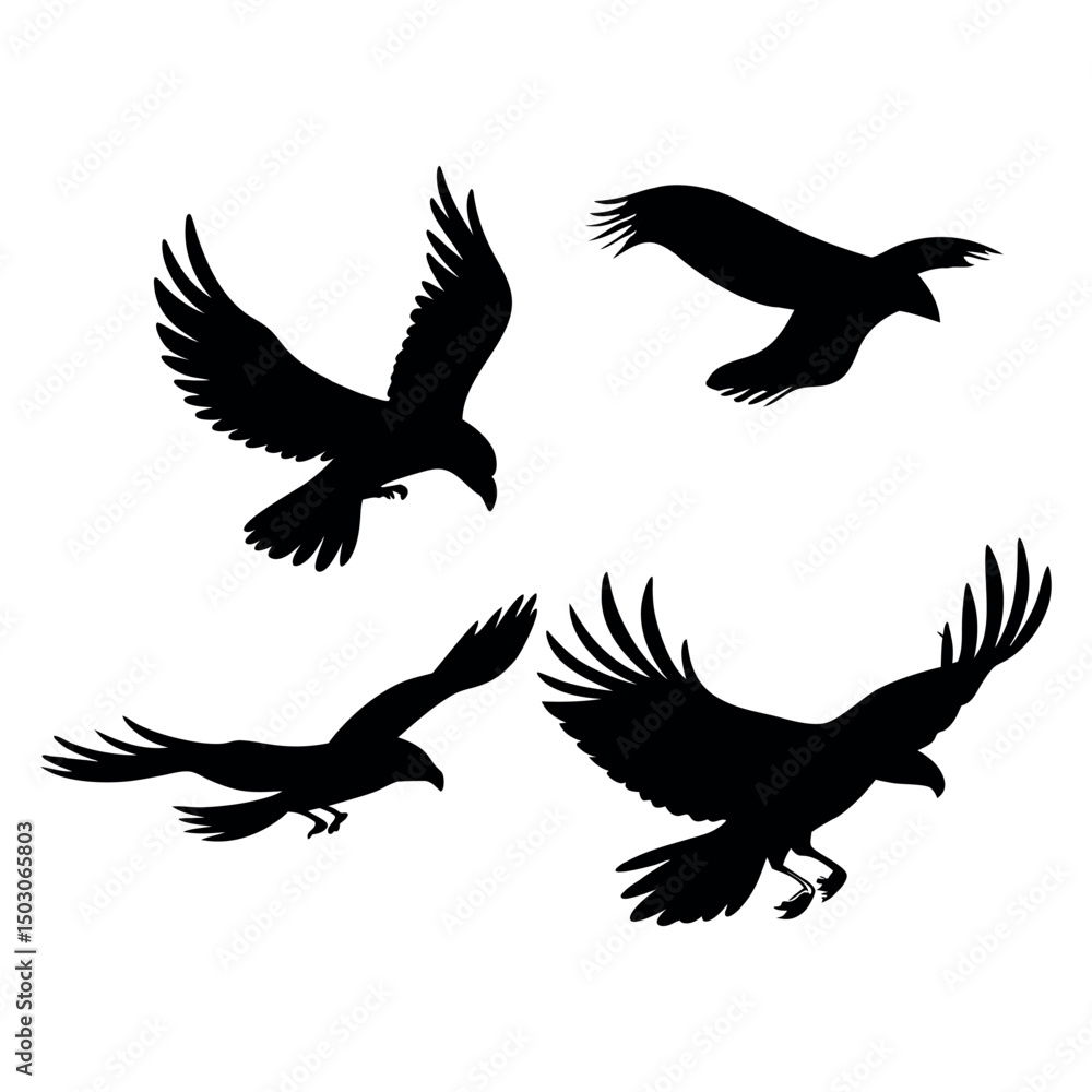 Obraz premium Flying Eagle Silhouette Vector Illustration.