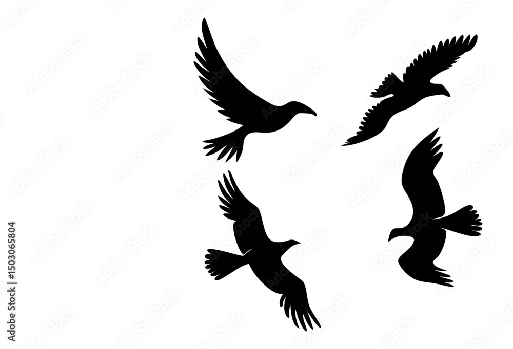 Obraz premium Flying Eagle Silhouette Vector Illustration.