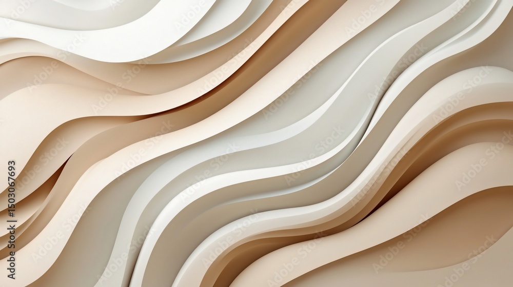 Obraz premium Abstract Beige and White Wave Pattern Background
