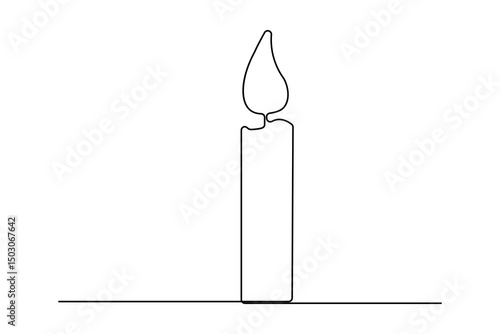 Minimalist single line drawing of a candle