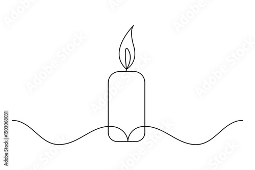Minimalist single line drawing of a candle