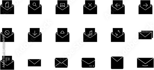 Email Icons Envelope Symbols Messaging Digital Communication Internet Network Online Correspondence Message Files Attachments