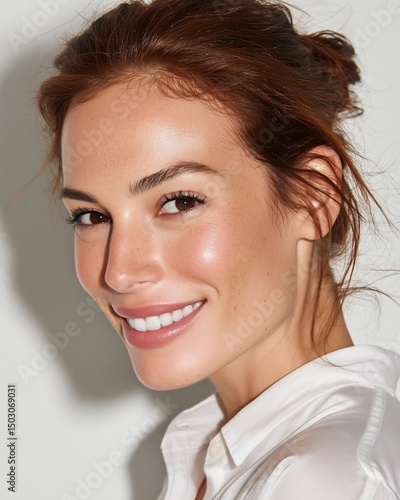Candid close-up: woman with...