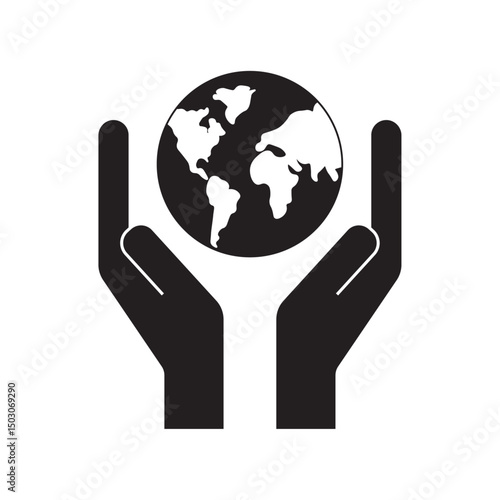 flat icon vector hand protecting earth