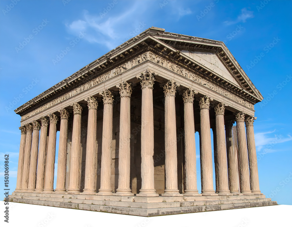 Fototapeta premium Ancient Greek temple with classical columns and historic architecture in Europe
