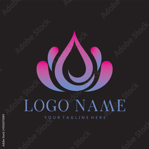 Pink lotus flower vector logo