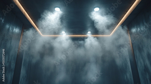 Wallpaper Mural Mysterious Foggy Atmosphere in Modern Indoor Space with Lights Torontodigital.ca