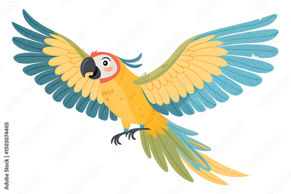 Flat Vector Illustration of a Vibrant Tropical Parrot 5 Flat Vector Illustration of a Vibrant Tropical Parrot 5