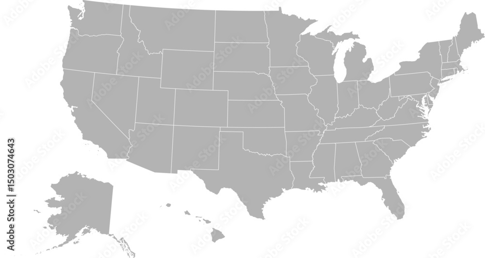Obraz premium USA map with geographical state borders. United States of America map. Outline USA map design with state borders. Vector
