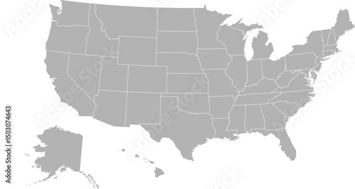 USA map with geographical state borders. United States of America map. Outline USA map design with state borders. Vector
