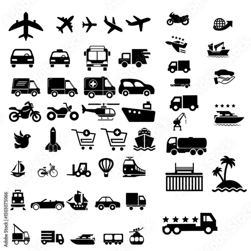 Travel Icons Pack – Vector Set of Tourism, Vacation, and Adventure Symbols