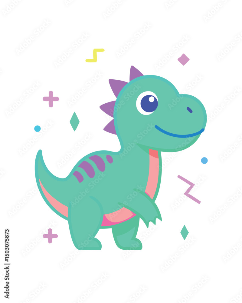 Naklejka premium Adorable Cartoon Dinosaur Illustration