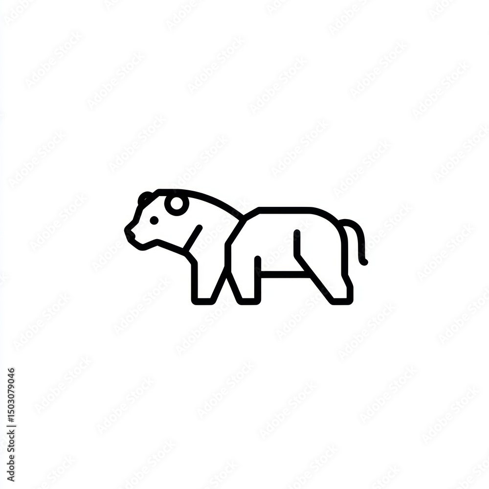Fototapeta premium A simple line drawing depicts a stylized bear