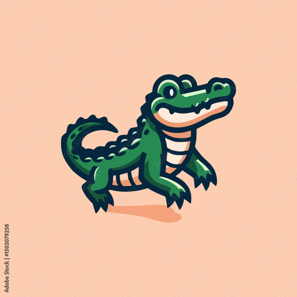 Obraz premium Crocodile Mascot Vector Illustration Featuring Green Cartoon Animal Head for Gaming Team Brand Identity Avatar Emblem Abstract Digital Art Concept Print Design