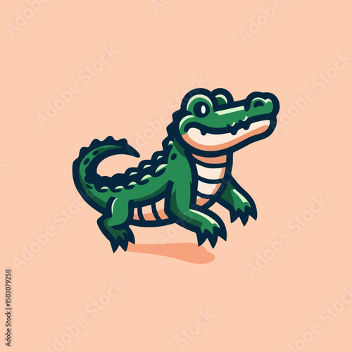 Esport Alligator Mascot Logo Vector Illustration Featuring Fierce Green Cartoon Animal Head with Sharp Teeth for Gaming Team Brand Identity Emblem Avatar Concept Abstract Digital Art Print Design
