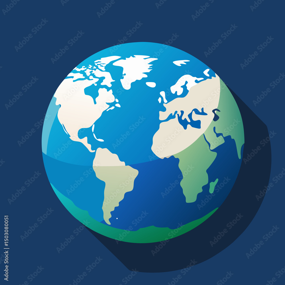 Blue Earth globe illustration on a blue background Blue Earth globe illustration on a blue background